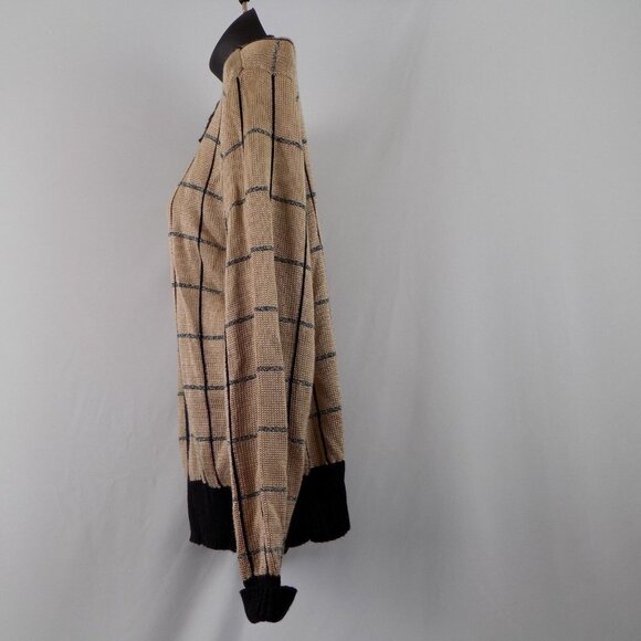 Fia Italia Sweater Women Size M Handloomed Brown Black Gray Full Zip Vintage - Picture 2 of 9